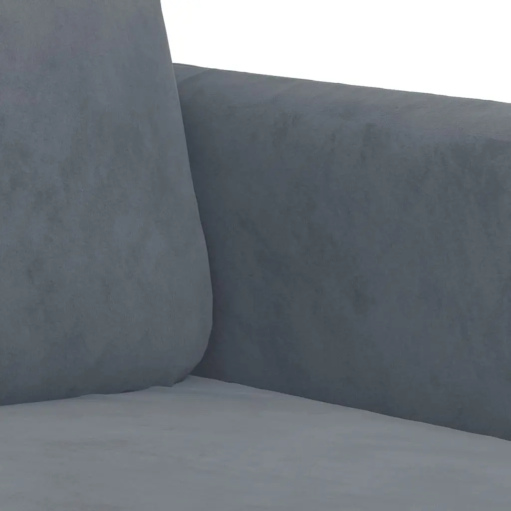 Sofa Set Grey Velvet 3 Piece with Pillows Footstool