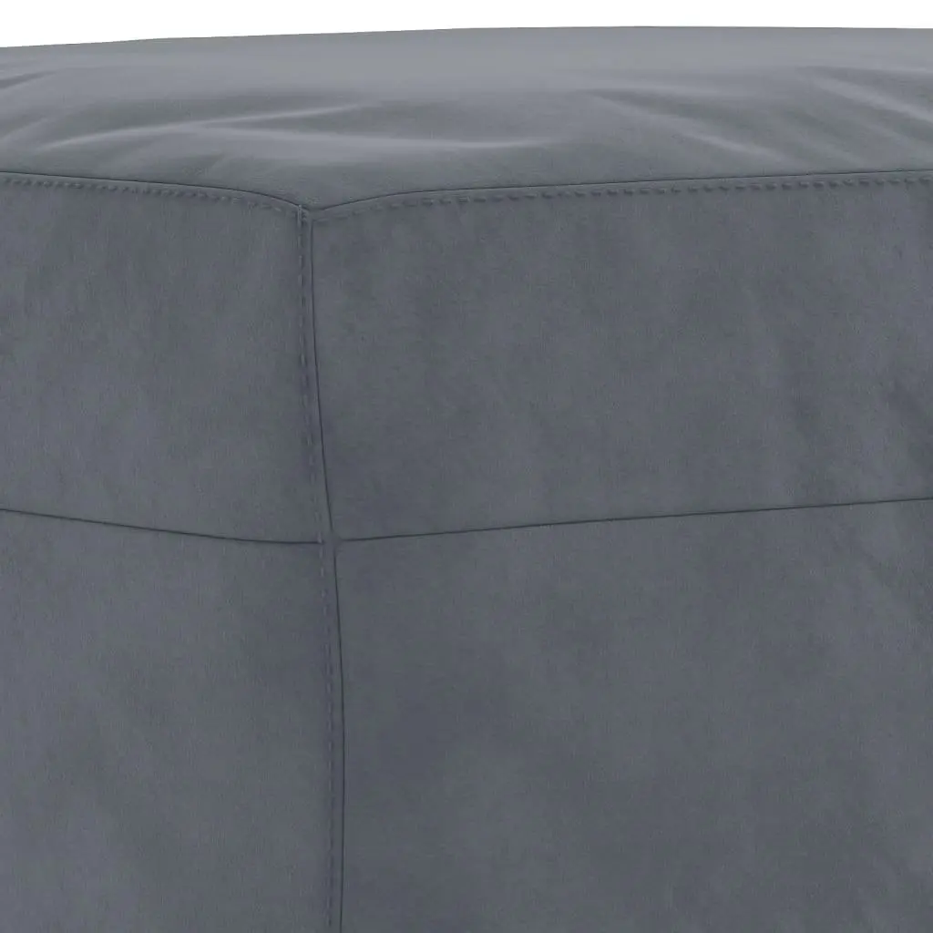 Sofa Set Grey Velvet 3 Piece with Pillows Footstool