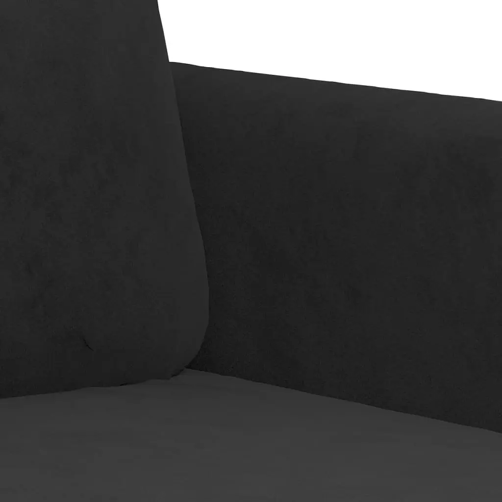 3 Piece Sofa Set Black Velvet Lounge Suite Compact Size