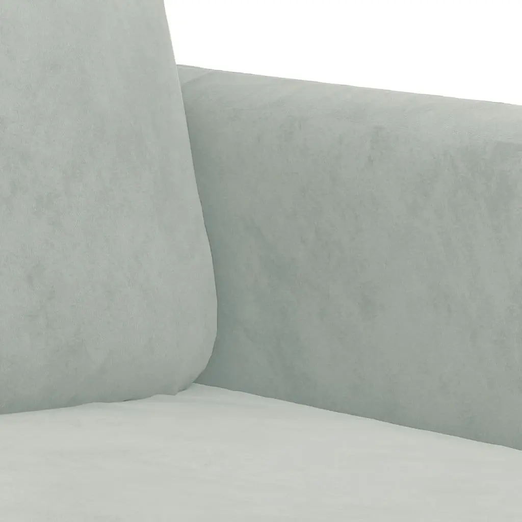 2 Piece Sofa Set Light Grey Velvet Couch with Pillows