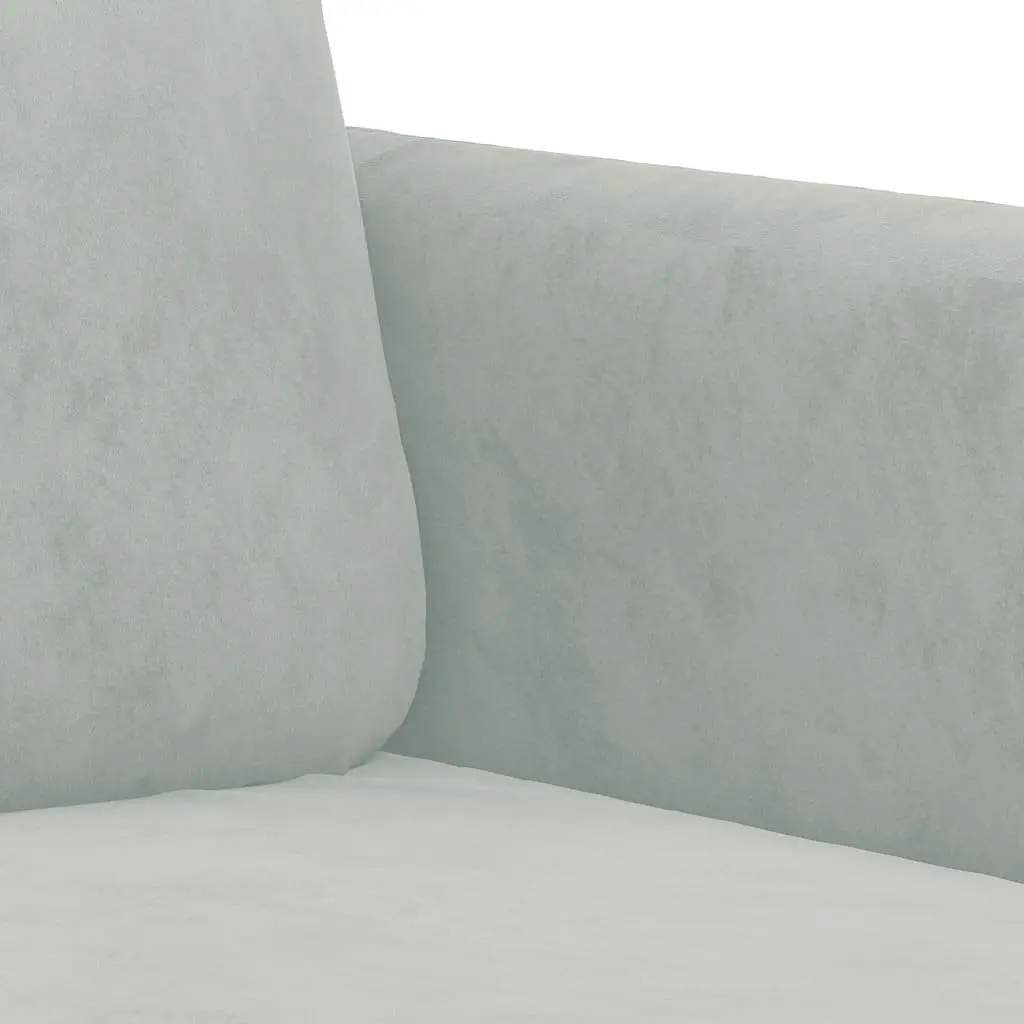 3 Piece Sofa Set Grey Velvet Couch with Pillows Footstool