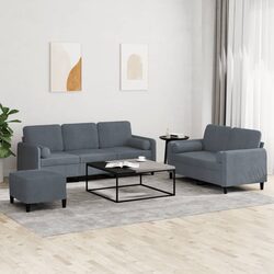 Feel at Home with a 3 Piece Grey Velvet Sofa Set