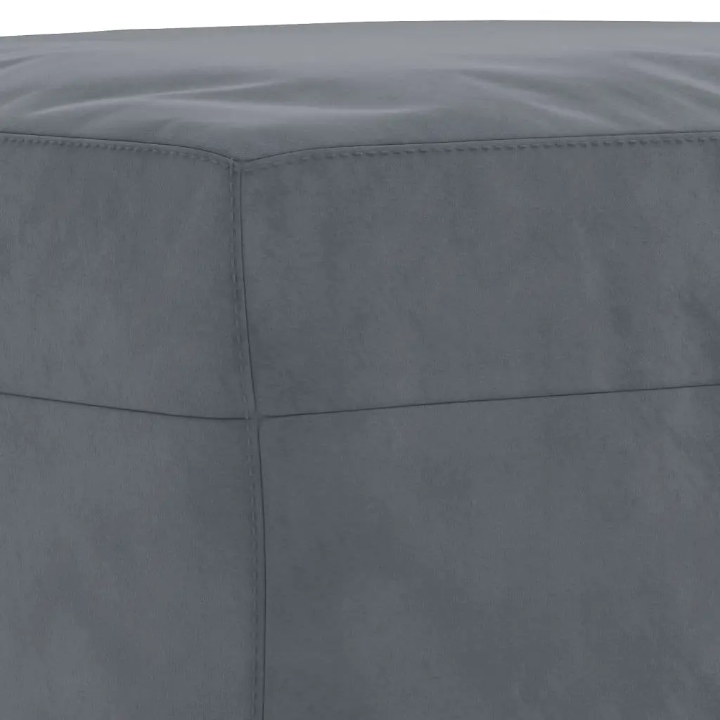 3 Piece Sofa Set Grey Velvet Couch with Pillows Footstool Living Room Furniture