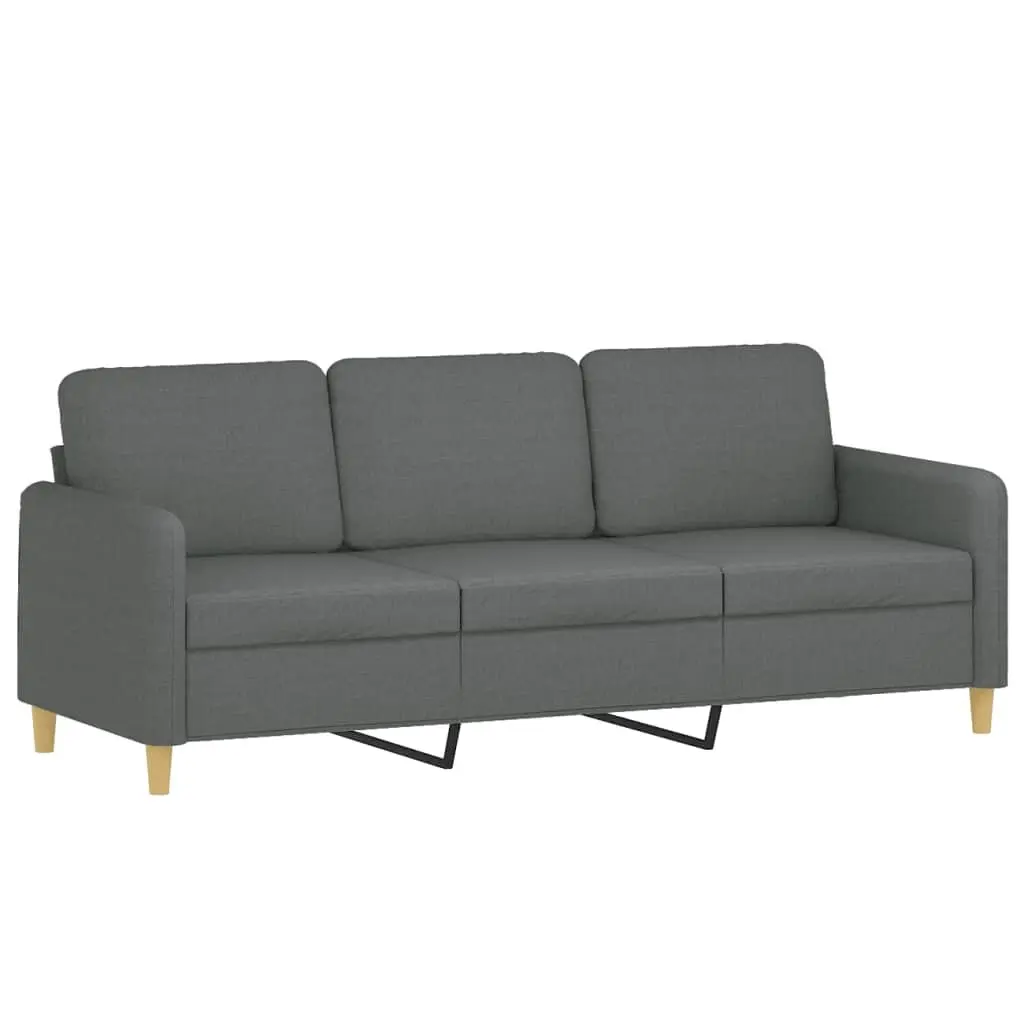 3 Piece Sofa Set Grey Fabric with Pillows Comfortable Seating Living Room Couch
