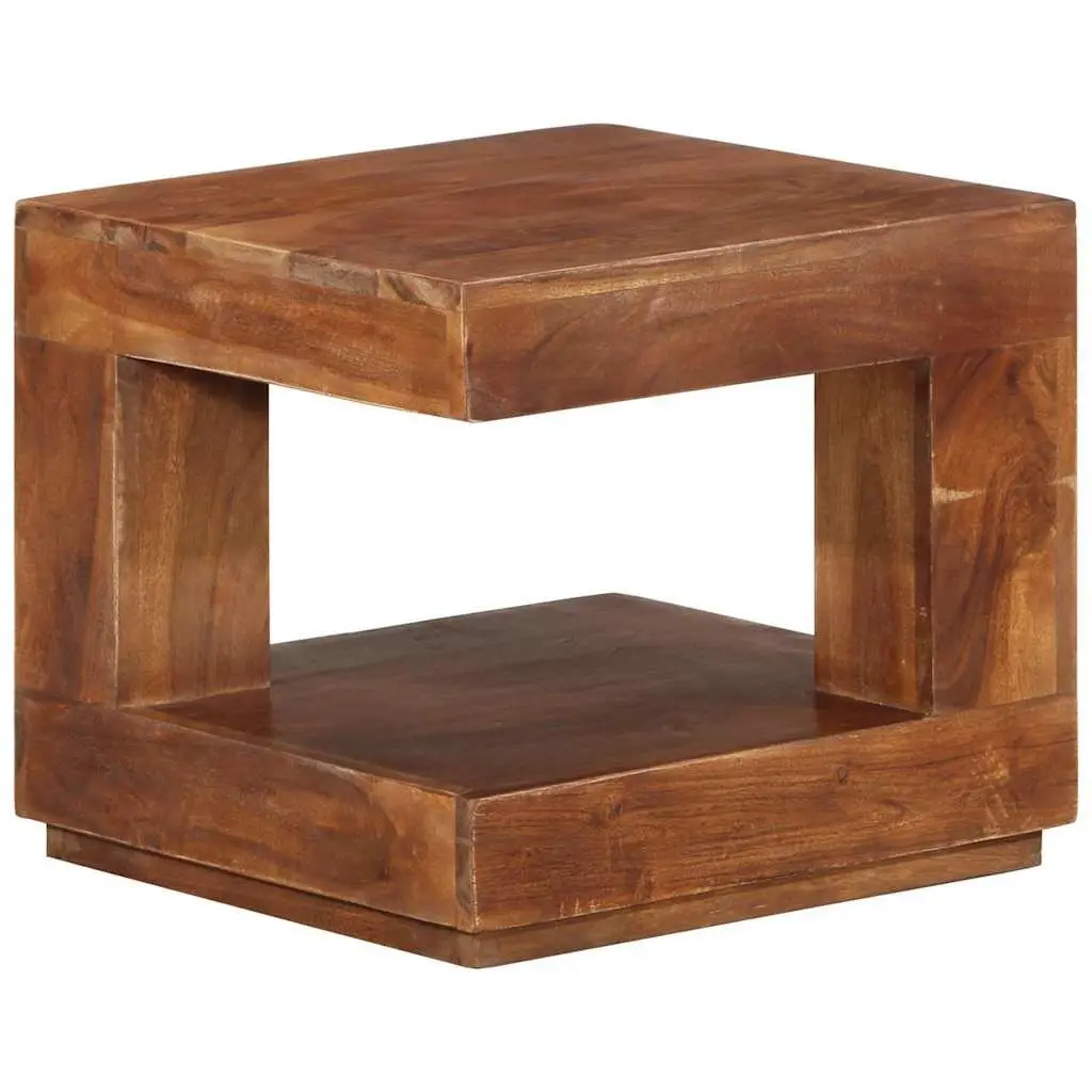 Coffee Table Vintage Style Solid Acacia Wood with Storage Shelf 45x45x40 cm Brown