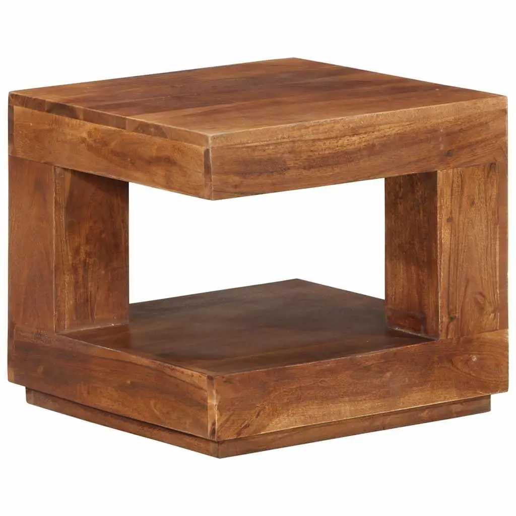 Coffee Table Vintage Style Solid Acacia Wood with Storage Shelf 45x45x40 cm Brown
