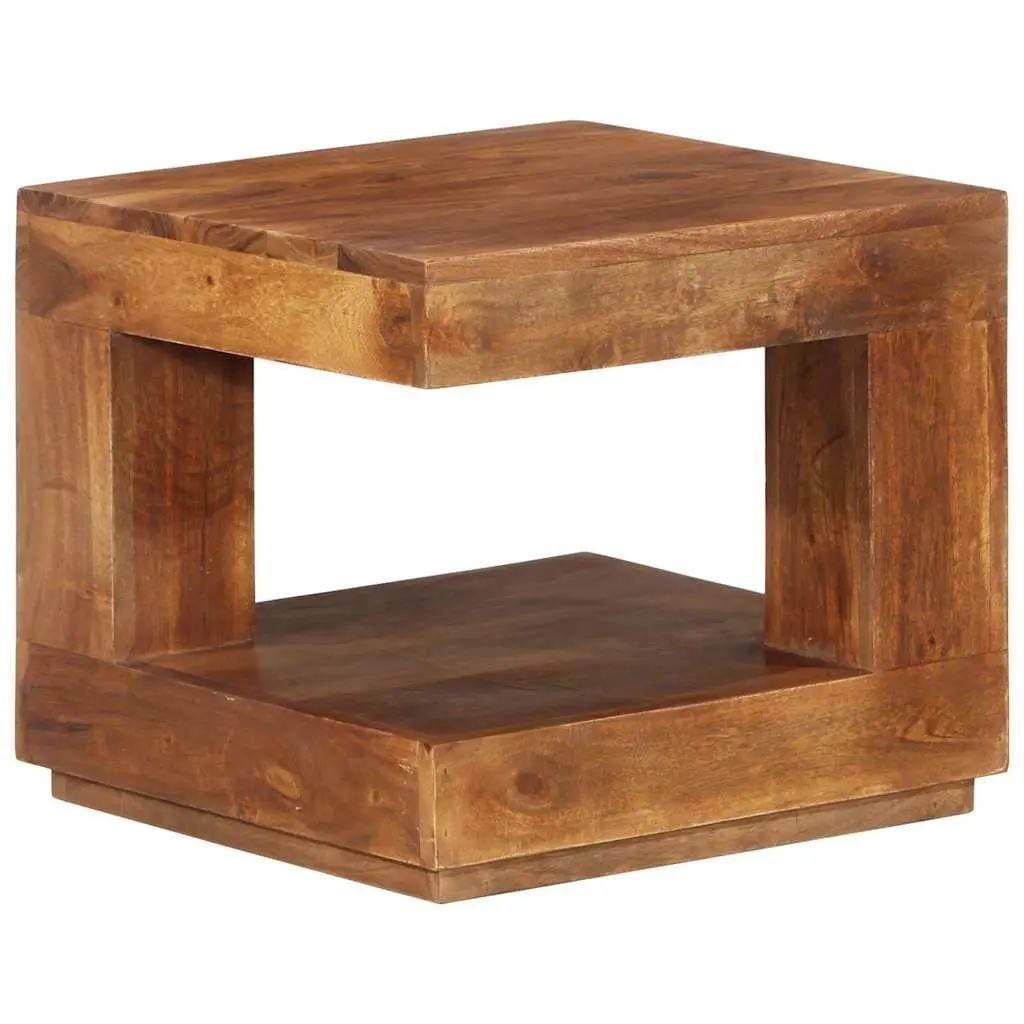 Coffee Table Vintage Style Solid Acacia Wood with Storage Shelf 45x45x40 cm Brown