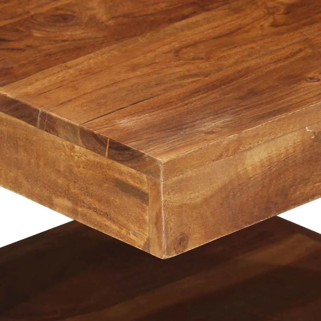 Coffee Table Vintage Style Solid Acacia Wood with Storage Shelf 45x45x40 cm Brown