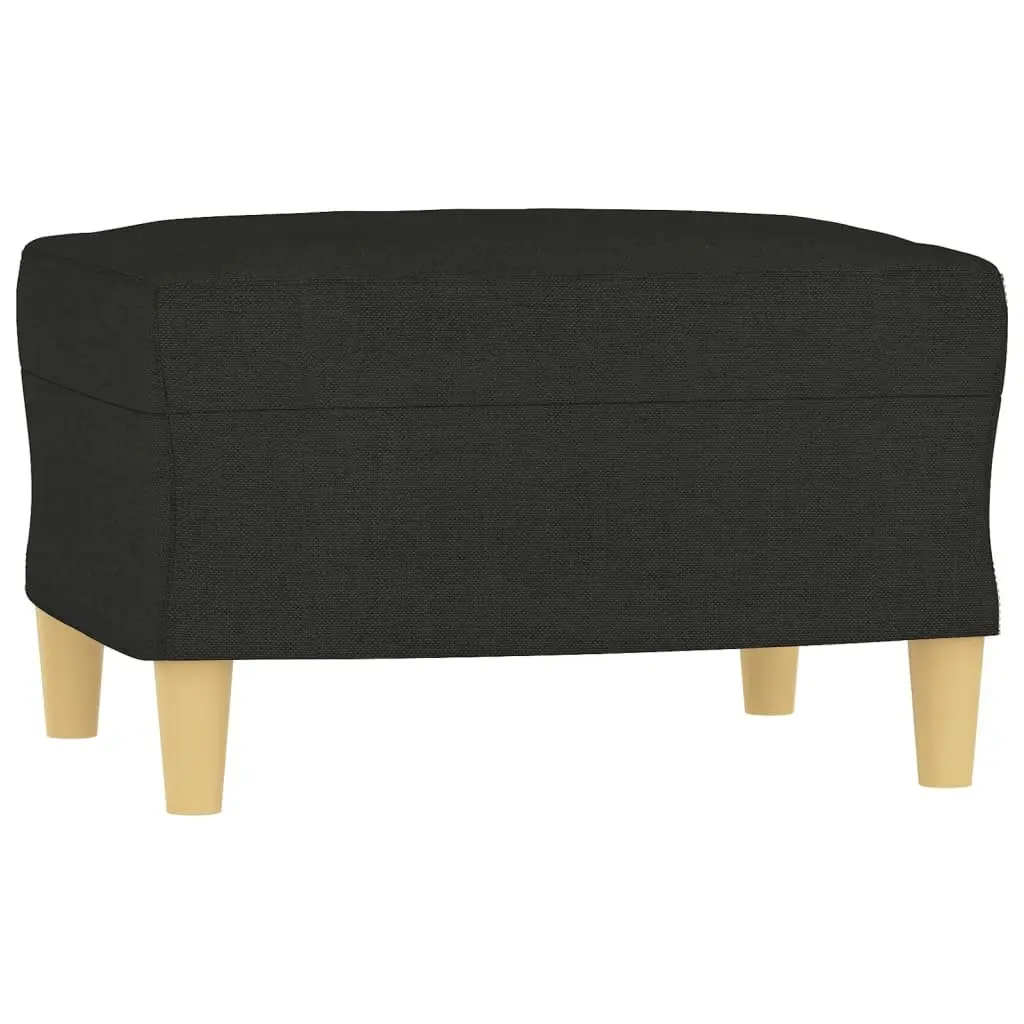 3 Piece Sofa Set with Cushions Black Fabric Lounge Couch Footstool Living Room