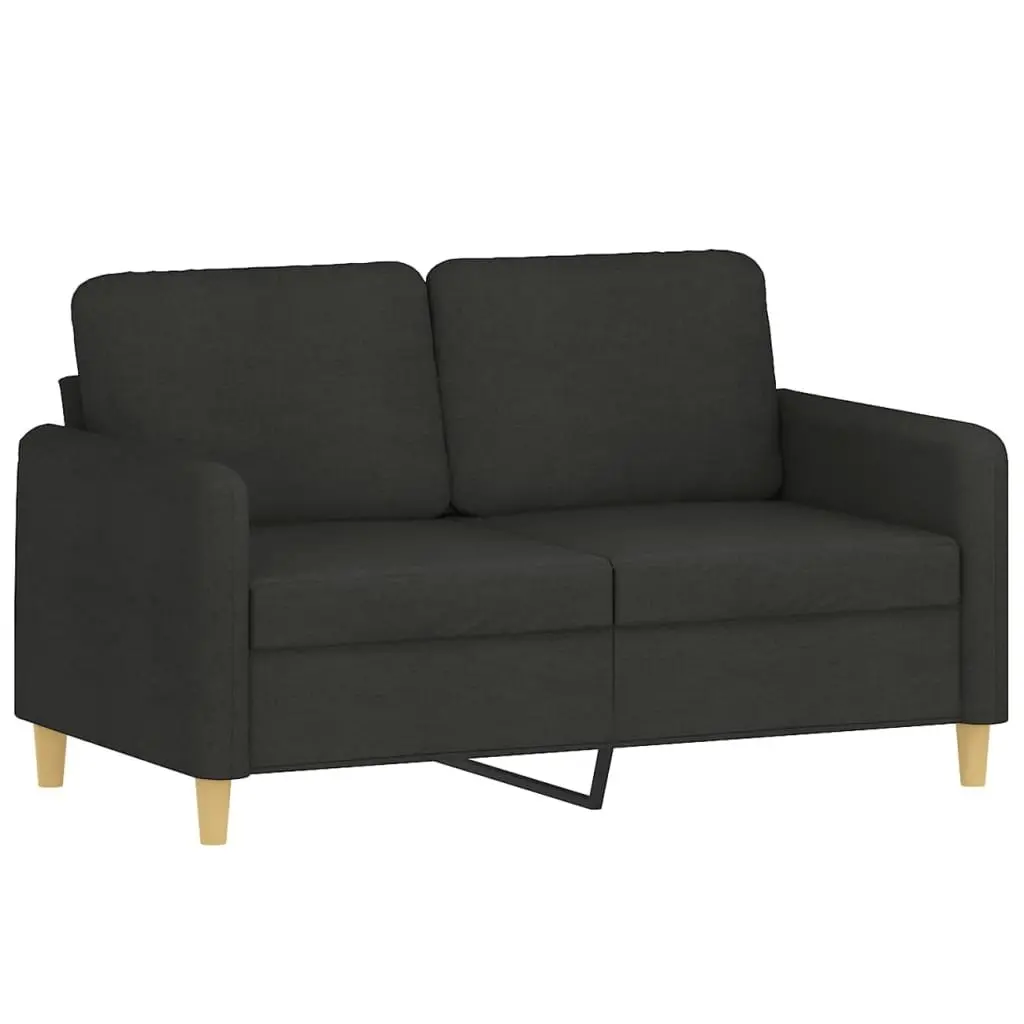 Sofa Set Black Fabric 2 Piece Couch Living Room Furniture with Throw Pillows
