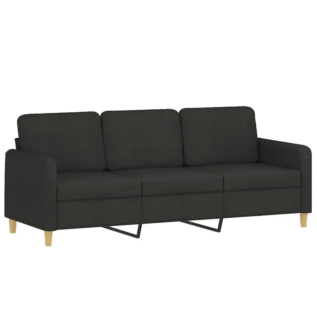 Sofa Set Black Fabric 2 Piece Couch Living Room Furniture with Throw Pillows