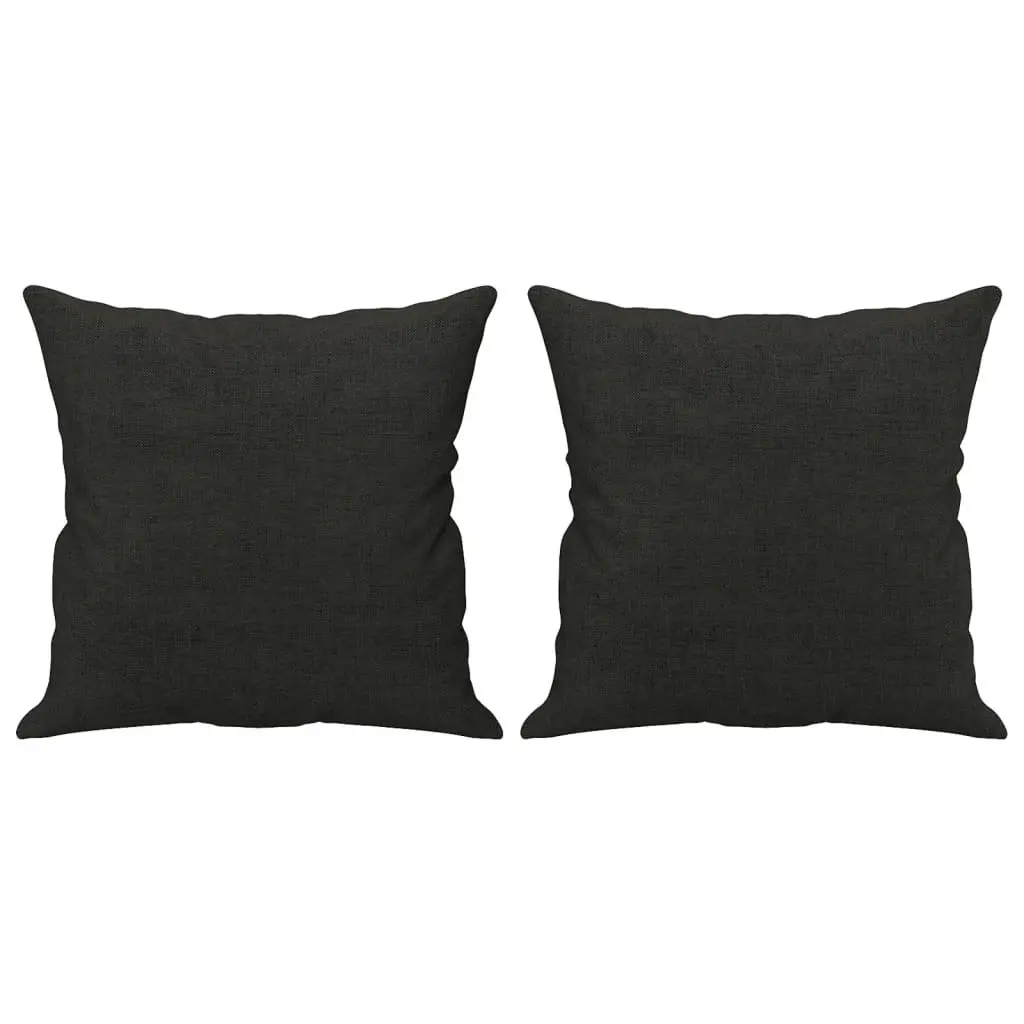 Sofa Set Black Fabric 2 Piece Couch Living Room Furniture with Throw Pillows