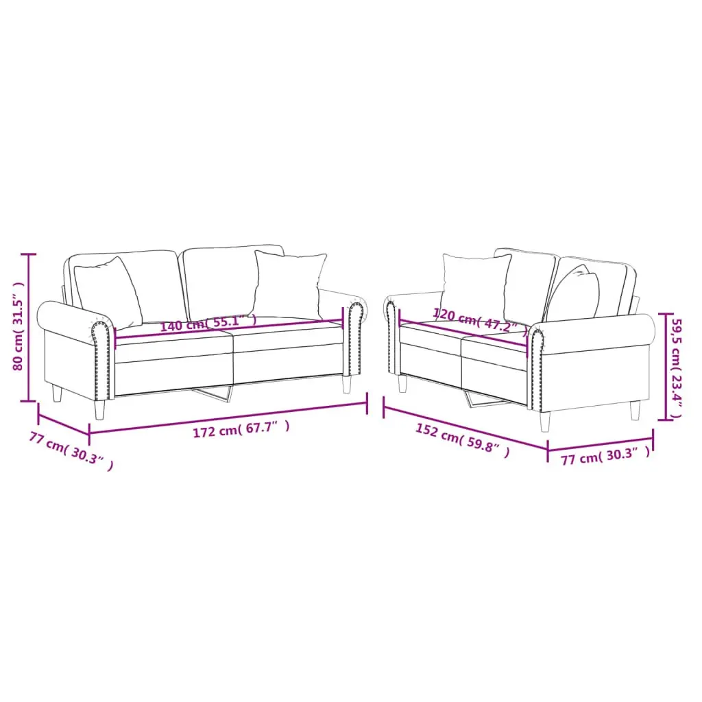 Black Faux Leather Sofa Set