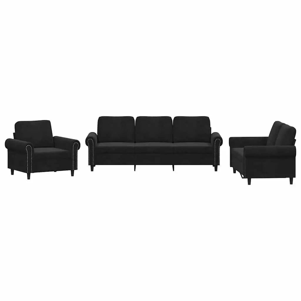 Black Velvet Sofa Set for Relaxation