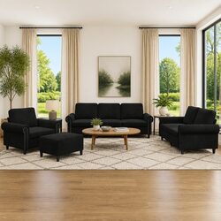 Feel Right at Home with Our 4-Piece Velvet Sofa Set