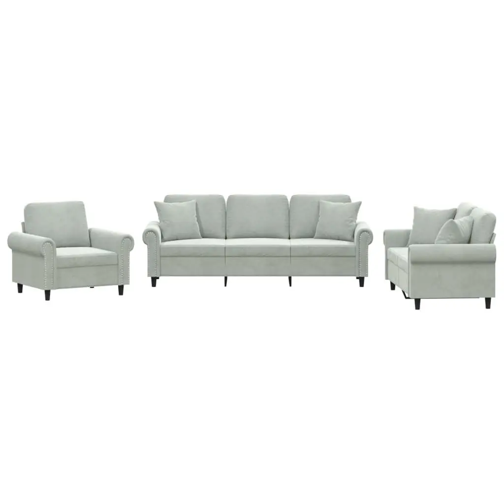 Grey Velvet Sofa Set
