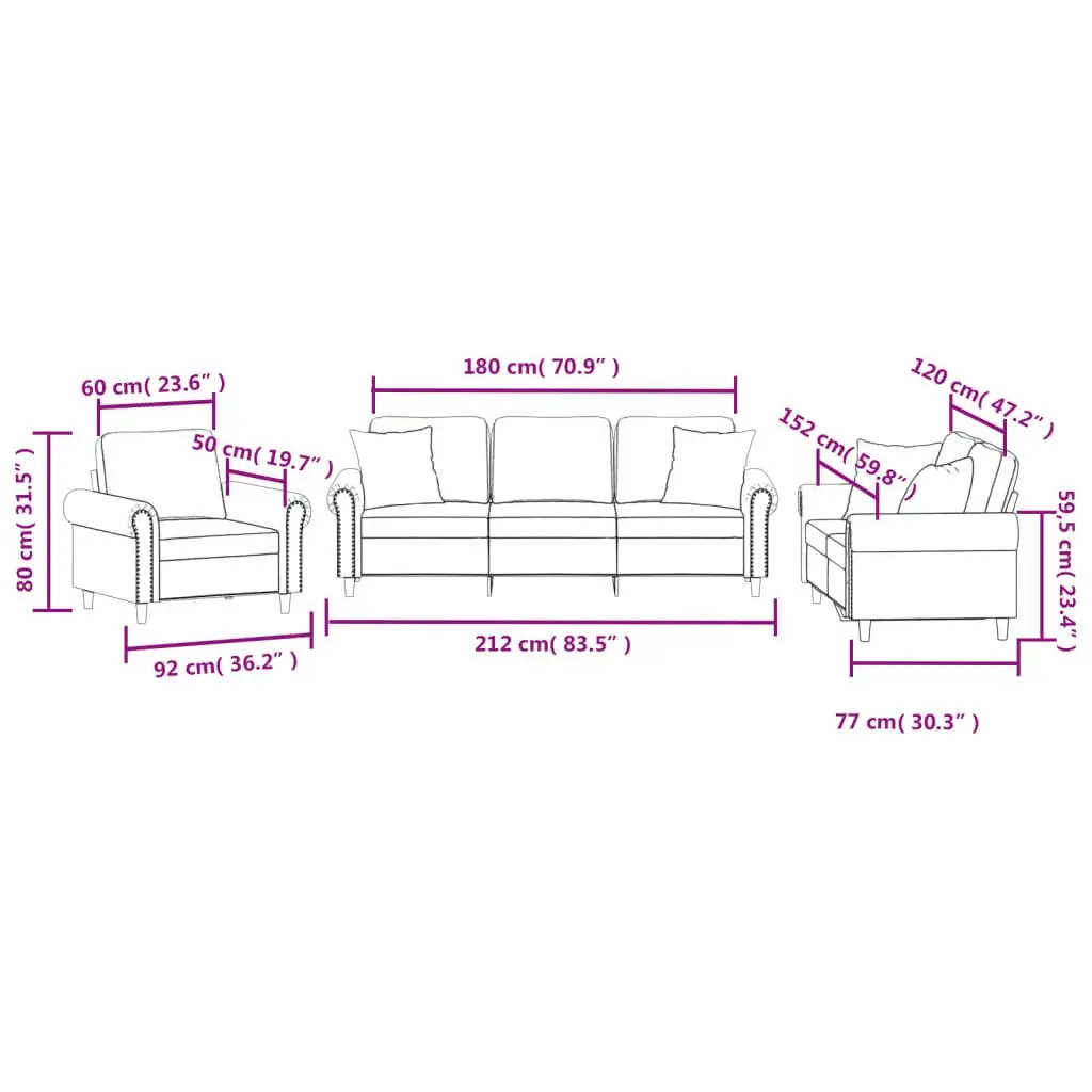 Grey Velvet Sofa Set