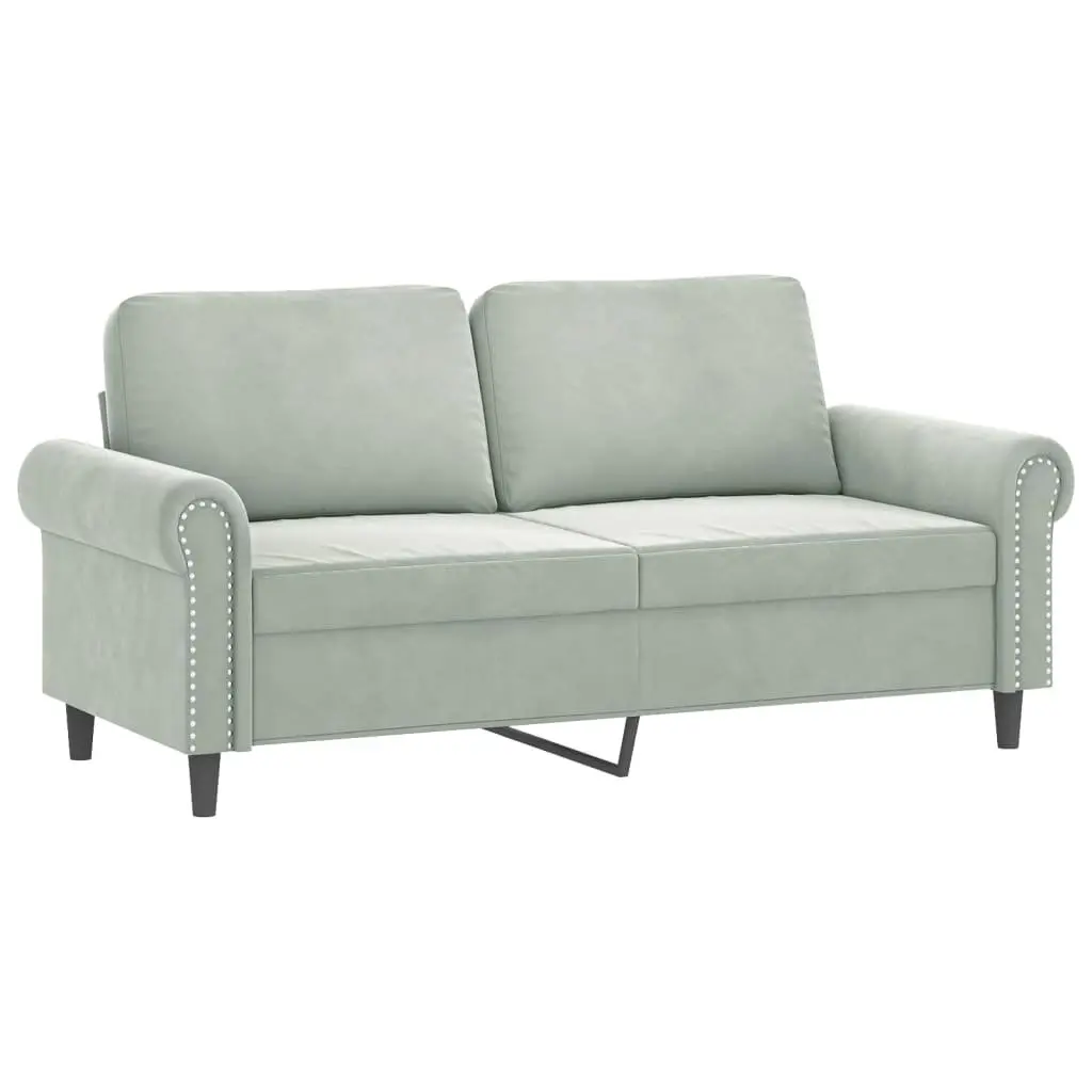 2 Piece Sofa Set with Cushions Grey Velvet Lounge Suite Comfortable Seating