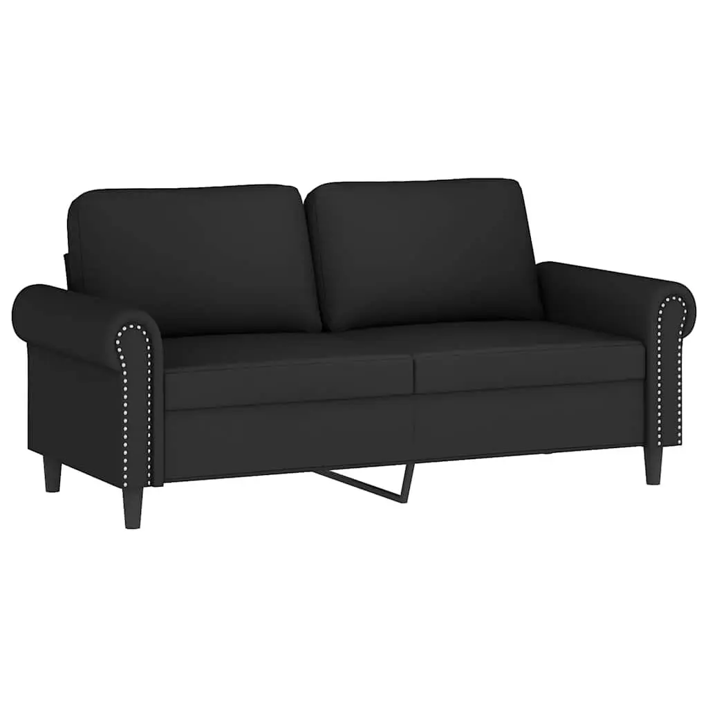 2 Piece Sofa Set with Cushions Black Velvet Lounge Suite Comfortable Seating