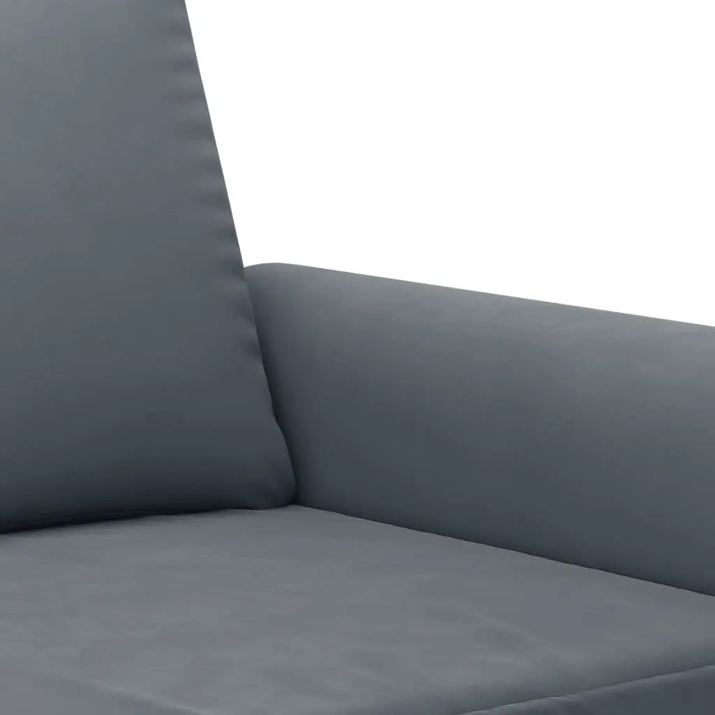 3 Piece Sofa Set Grey Velvet Lounge Suite with Footstool Cushions Living Room