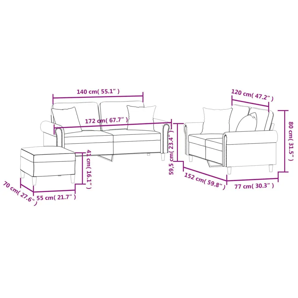 Grey Velvet Sofa Set