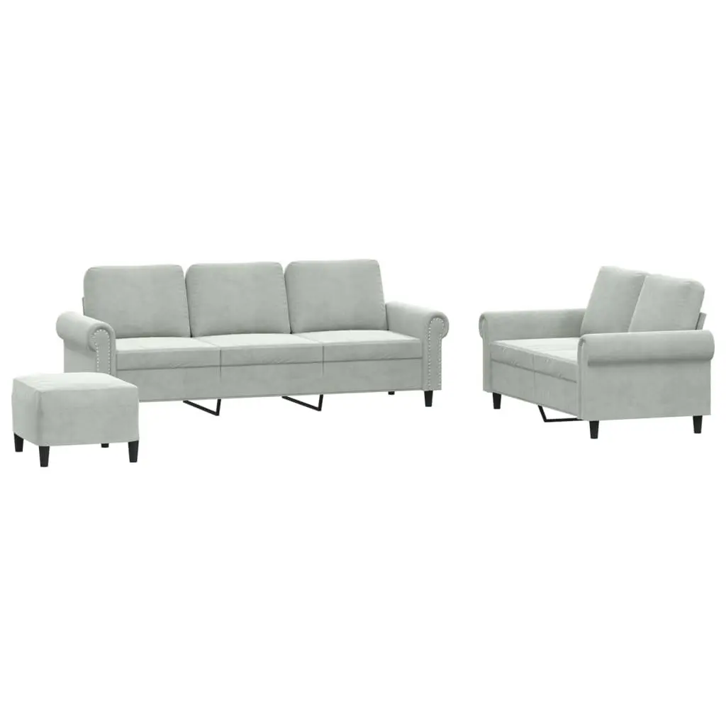 Grey Velvet Sofa Set