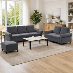 Create Comfort with a Grey Velvet 3 Piece Sofa Set