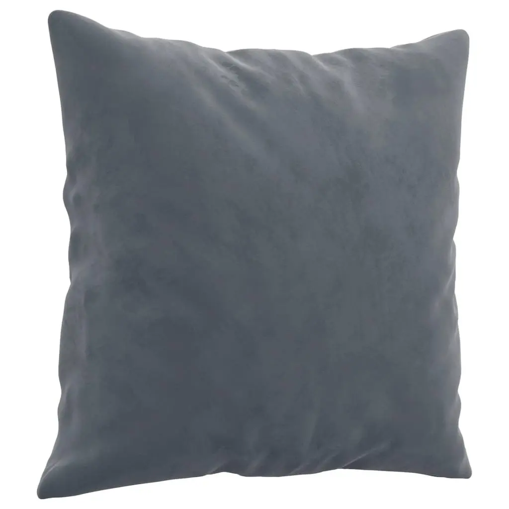 2 Piece Sofa Set with Throw Pillows Grey Velvet Lounge Suite Living Room