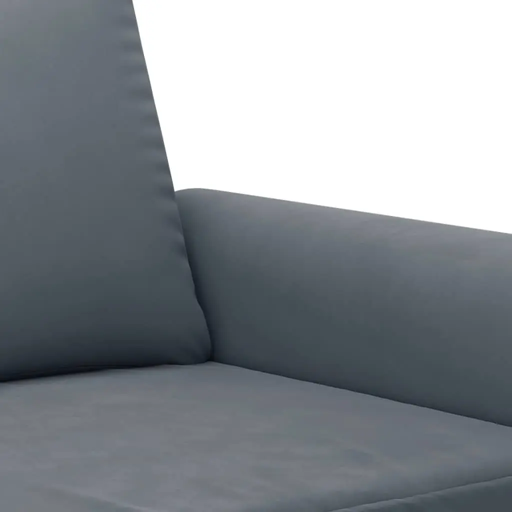 2 Piece Sofa Set with Throw Pillows Grey Velvet Lounge Suite Living Room
