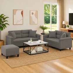 Grey Microfibre Sofa Set: Comfortable and Functional
