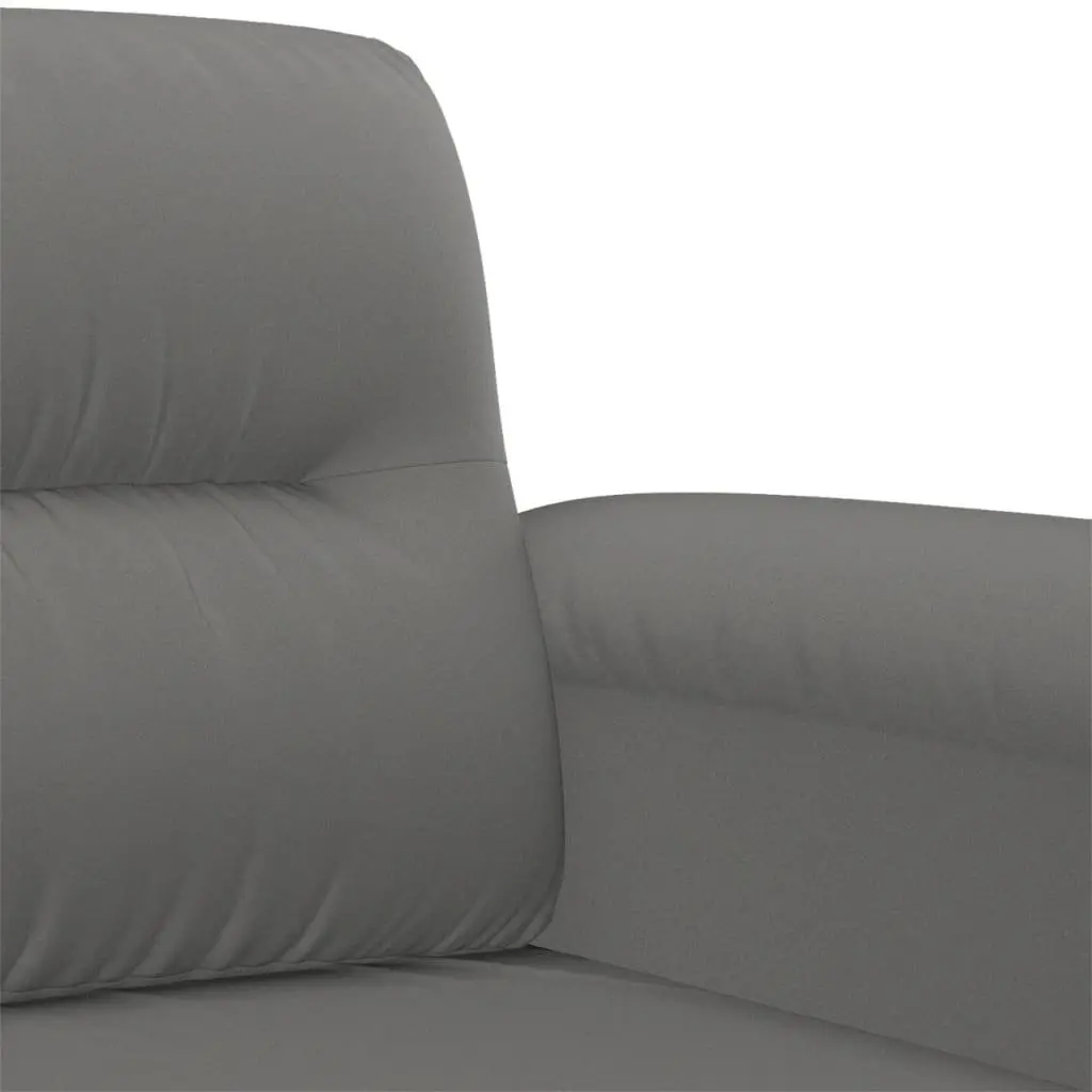Sofa Set Grey Microfibre Fabric 2 Piece Lounge with Throw Pillows