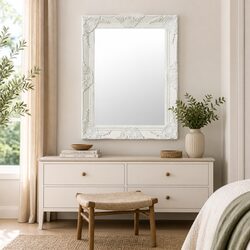 Wall Mirror Baroque Style 50x60 cm White Ornate Frame Decor