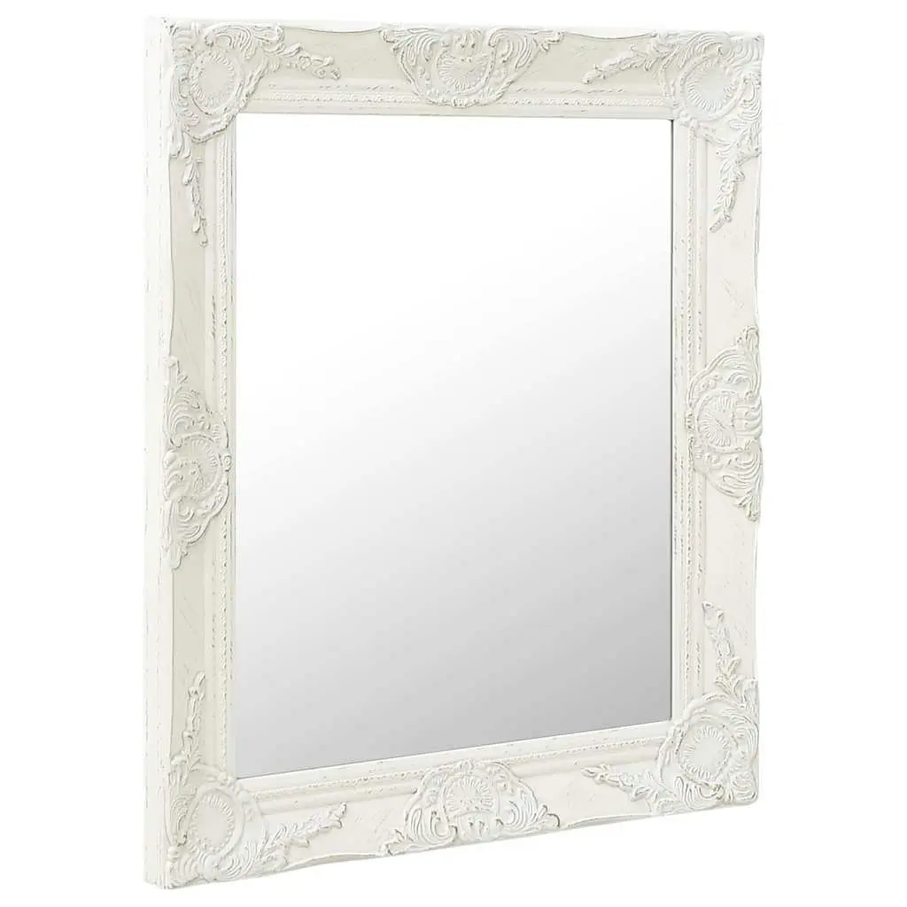 Ornate Frame Wall Mirror Baroque Style 50x60cm White Decor