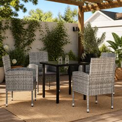 Friendly 5 Piece Outdoor Dining Set in Grey Poly Rattan
