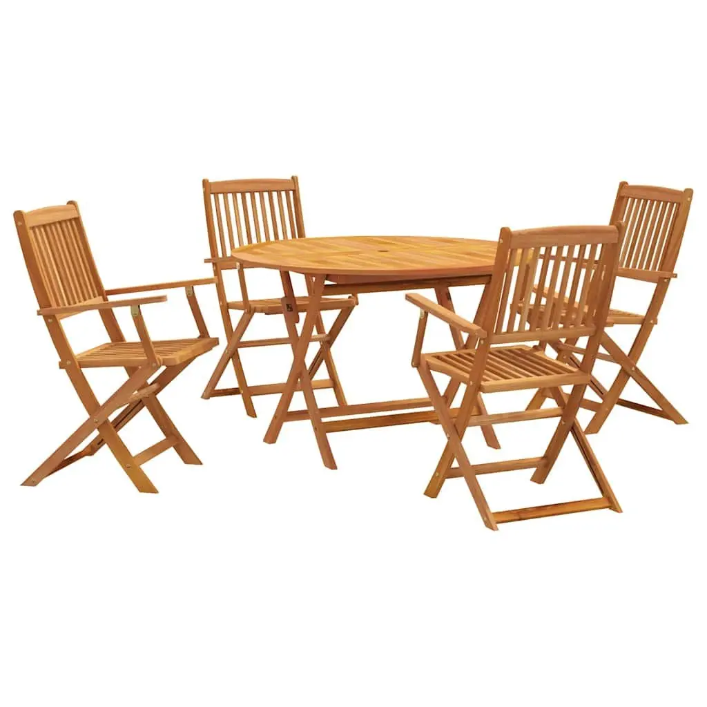 5 Piece Garden Dining Set Solid Acacia Wood Outdoor Furniture Brown