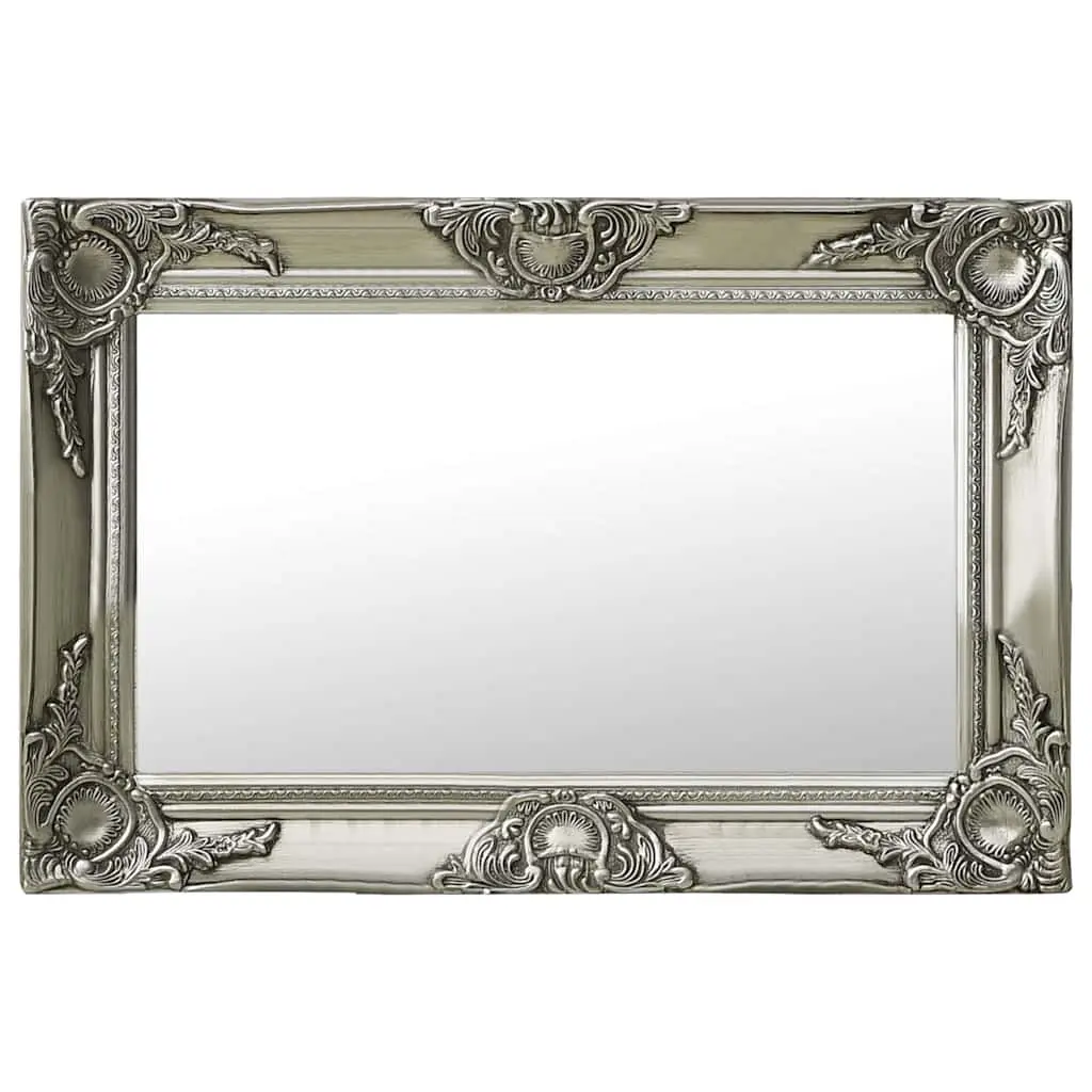 Wall Mirror Baroque Style Silver 60x40 cm Ornate Frame