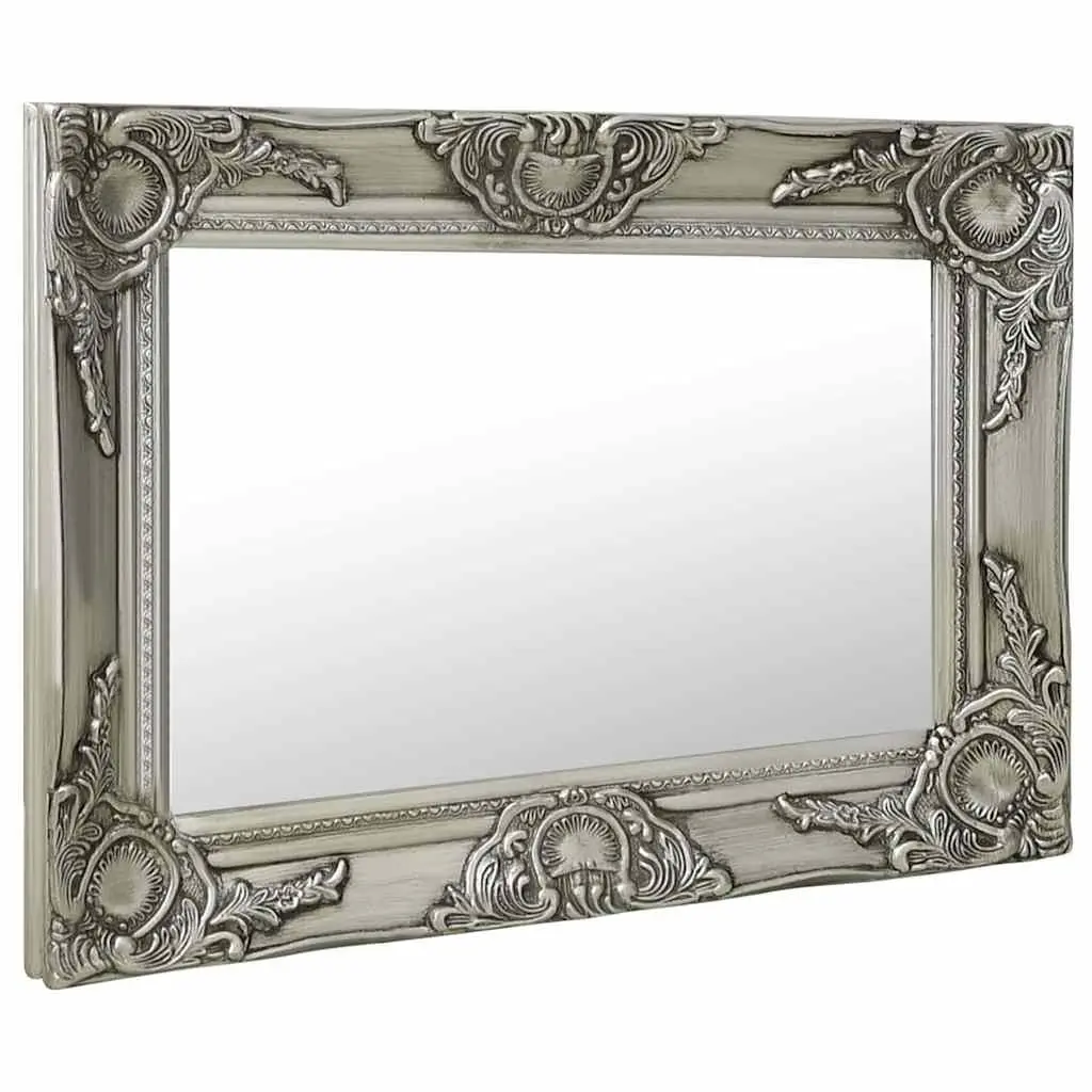 Wall Mirror Baroque Style Silver 60x40 cm Ornate Frame