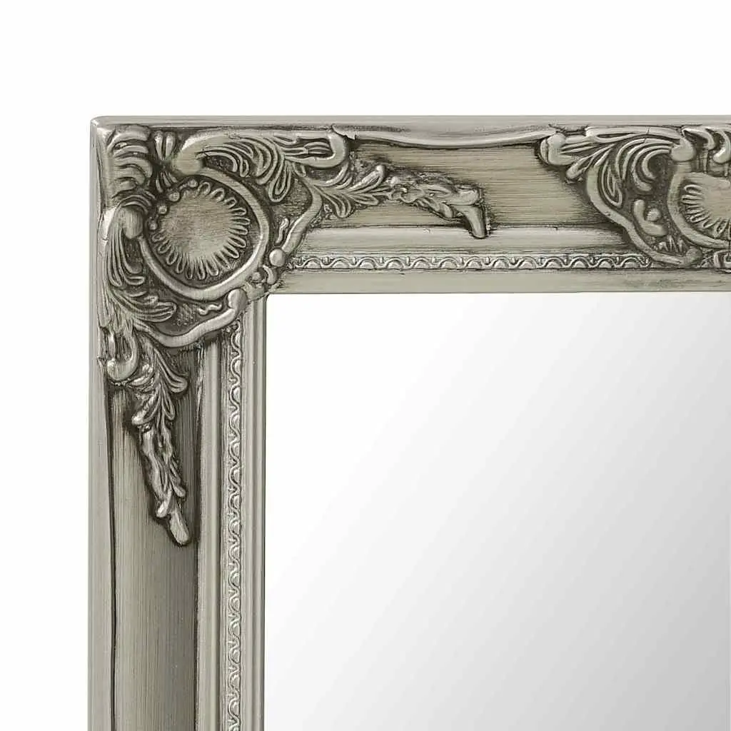 Wall Mirror Baroque Style Silver 60x40 cm Ornate Frame