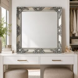 Charming Silver Baroque Mirror 60x60 cm for Your Space