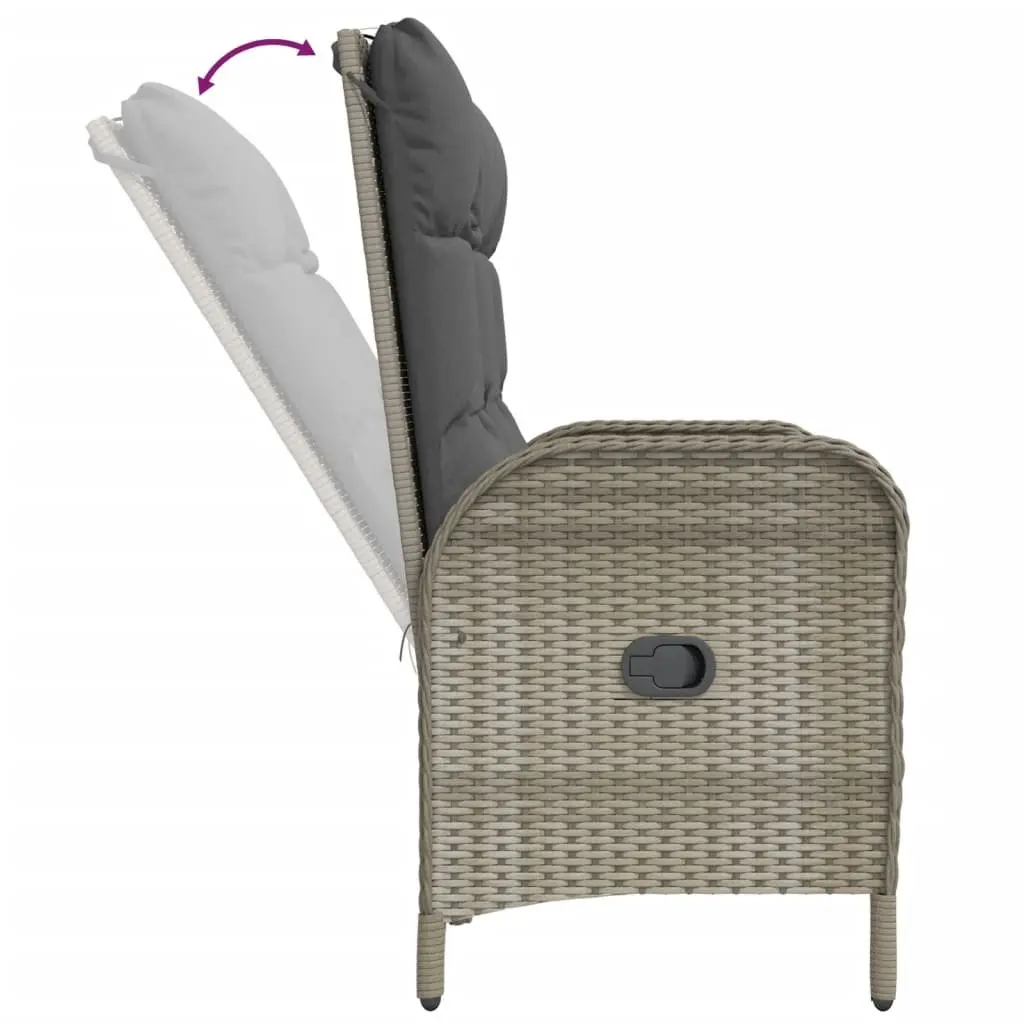 Garden Dining Set Grey Poly Rattan 4 Piece Outdoor Furniture Table Bench Chairs