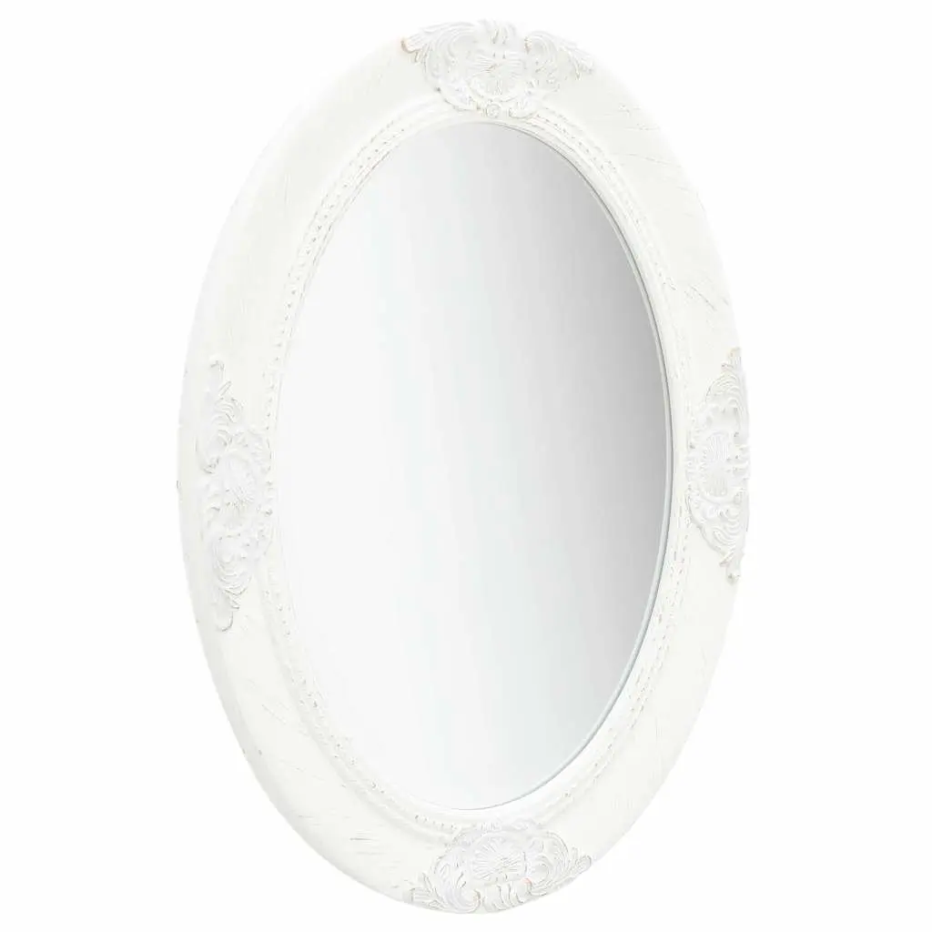 Wall Mirror Baroque Style Ornate Frame 50x70 cm White