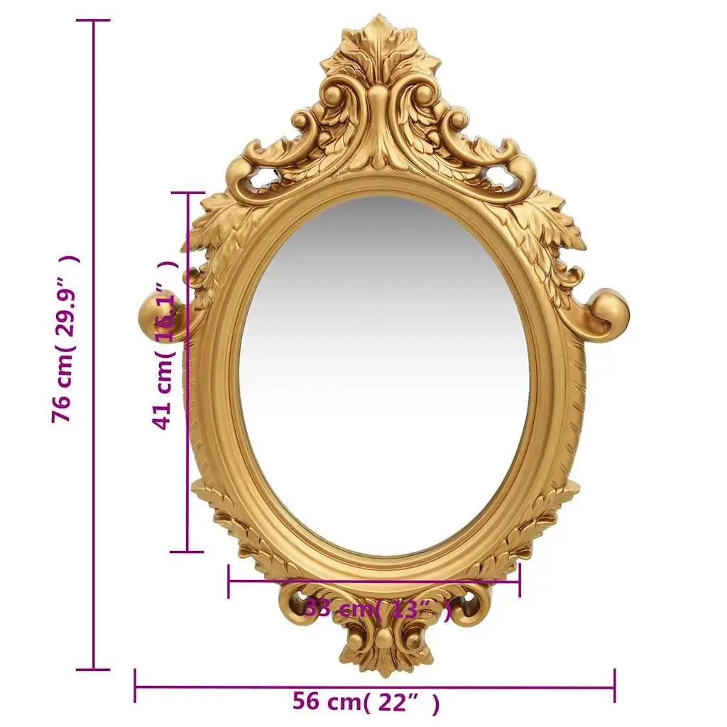 Wall Mirror Castle Style Gold Ornate Frame 56x76 cm