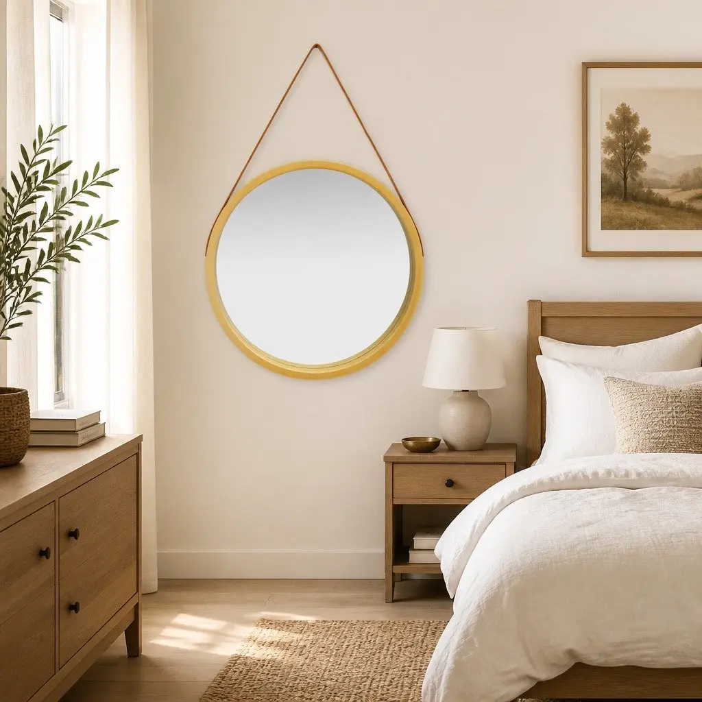 60cm Round Mirror Featuring a Gold Frame