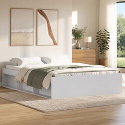 Stylish White Bed Frame with Practical Storage