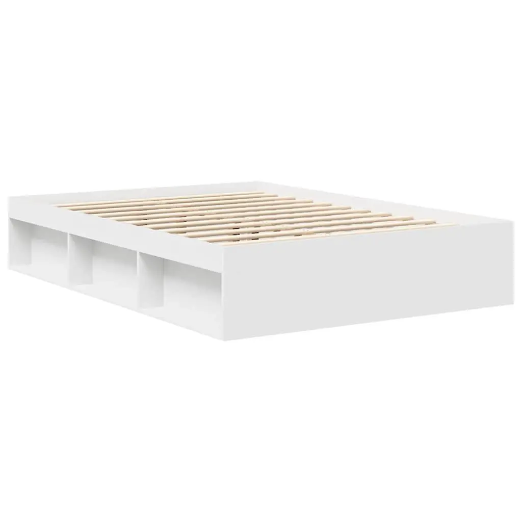 White Bed Frame Modern with Storage Compartments 150x200 cm