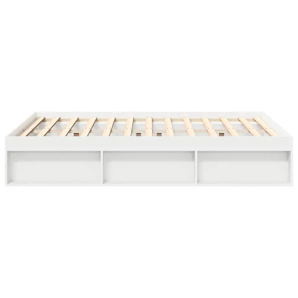 White Bed Frame Modern with Storage Compartments 150x200 cm