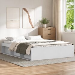 Friendly White Bed Frame with Storage, 135x190 cm
