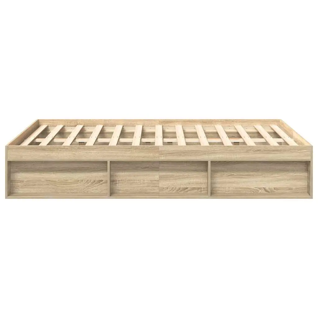 Bed Frame Storage Compartments Queen Size Brown Wooden