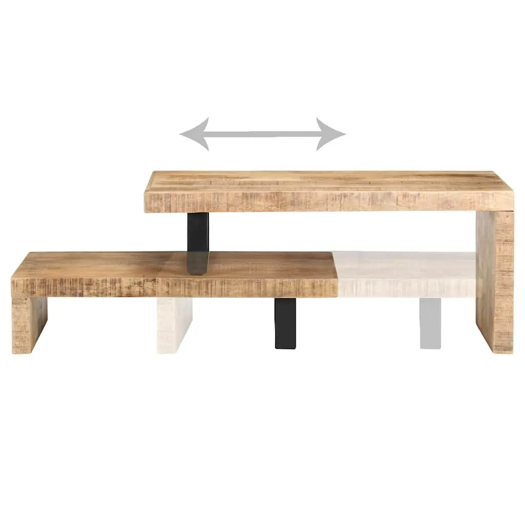 2 Piece Coffee Table Set Solid Mango Wood Brown with Storage Shelf