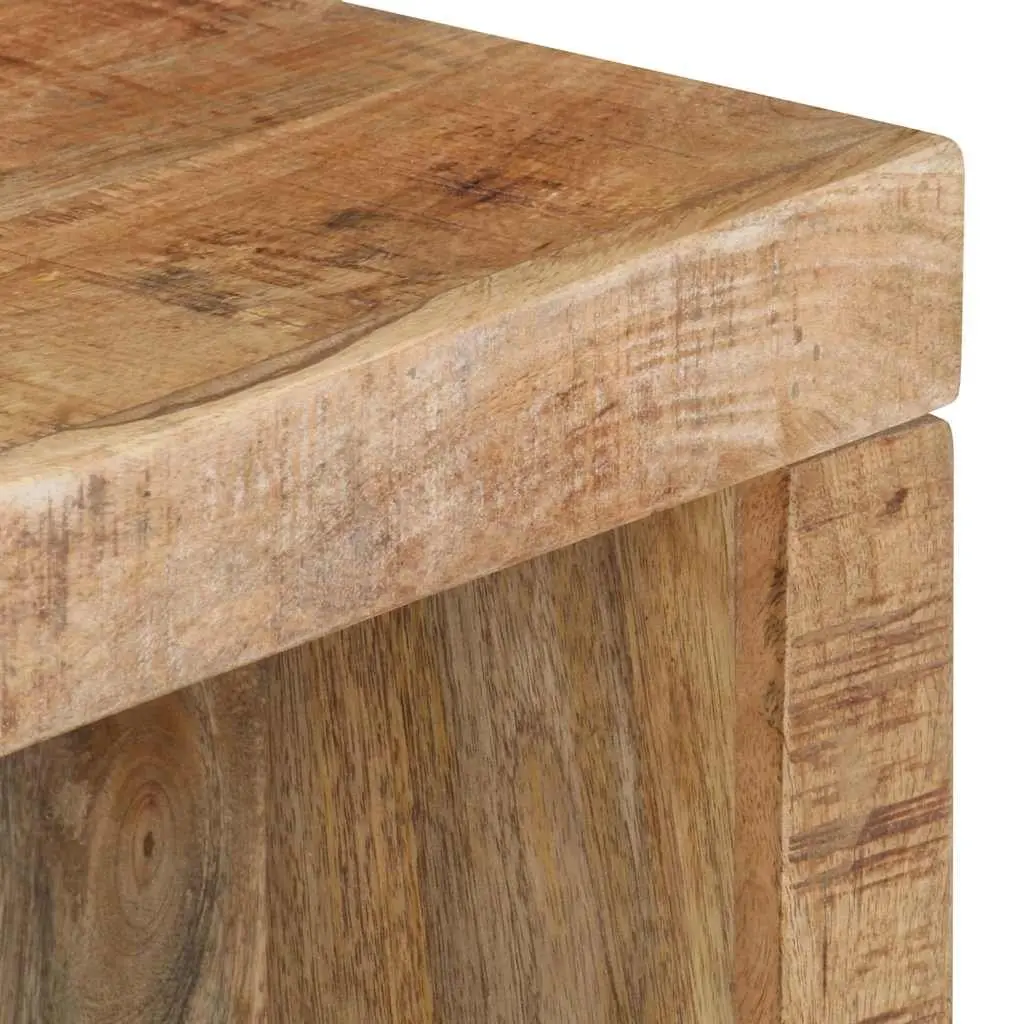 2 Piece Coffee Table Set Solid Mango Wood Brown with Storage Shelf